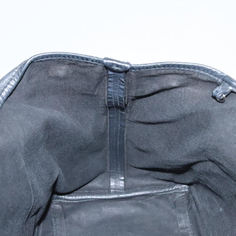 BALENCIAGA Navy Cabas S Hand Bag Leather Black Silver 339933 Auth 119625