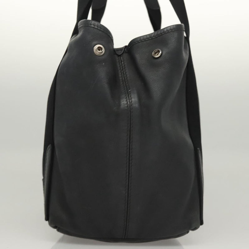 BALENCIAGA Navy Cabas S Hand Bag Leather Black Silver 339933 Auth 119625
