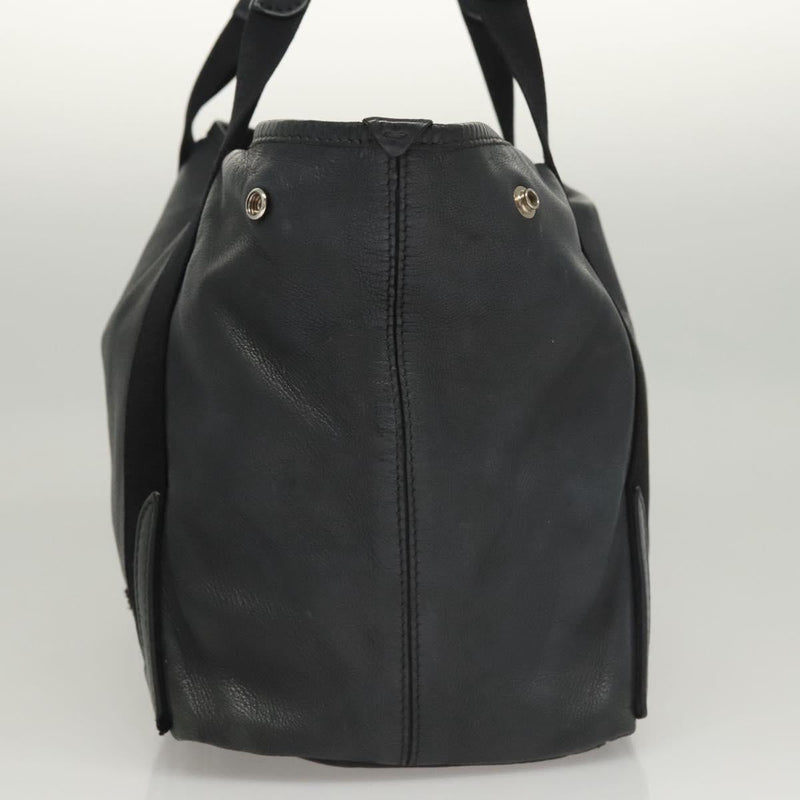 BALENCIAGA Navy Cabas S Hand Bag Leather Black Silver 339933 Auth 119625