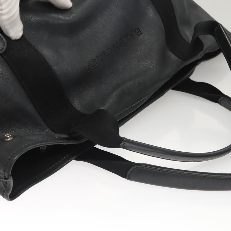 BALENCIAGA Navy Cabas S Hand Bag Leather Black Silver 339933 Auth 119625