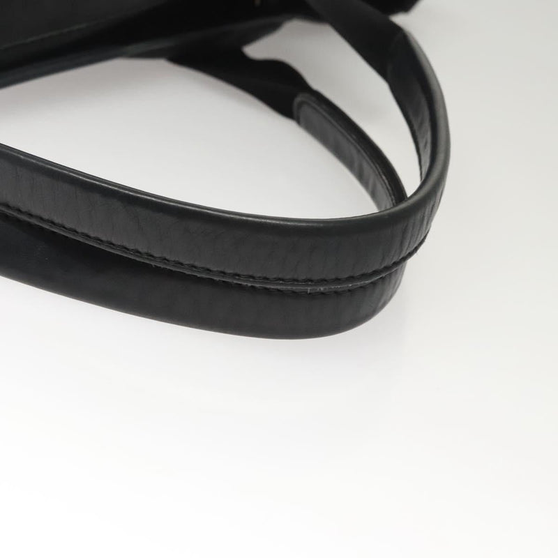 BALENCIAGA Navy Cabas S Hand Bag Leather Black Silver 339933 Auth 119625