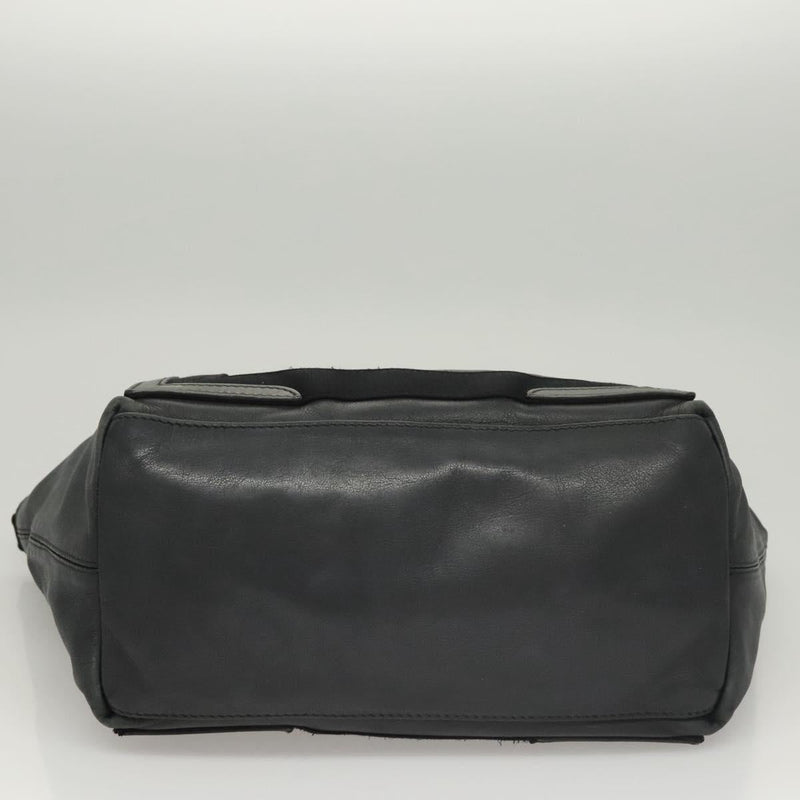 BALENCIAGA Navy Cabas S Hand Bag Leather Black Silver 339933 Auth 119625