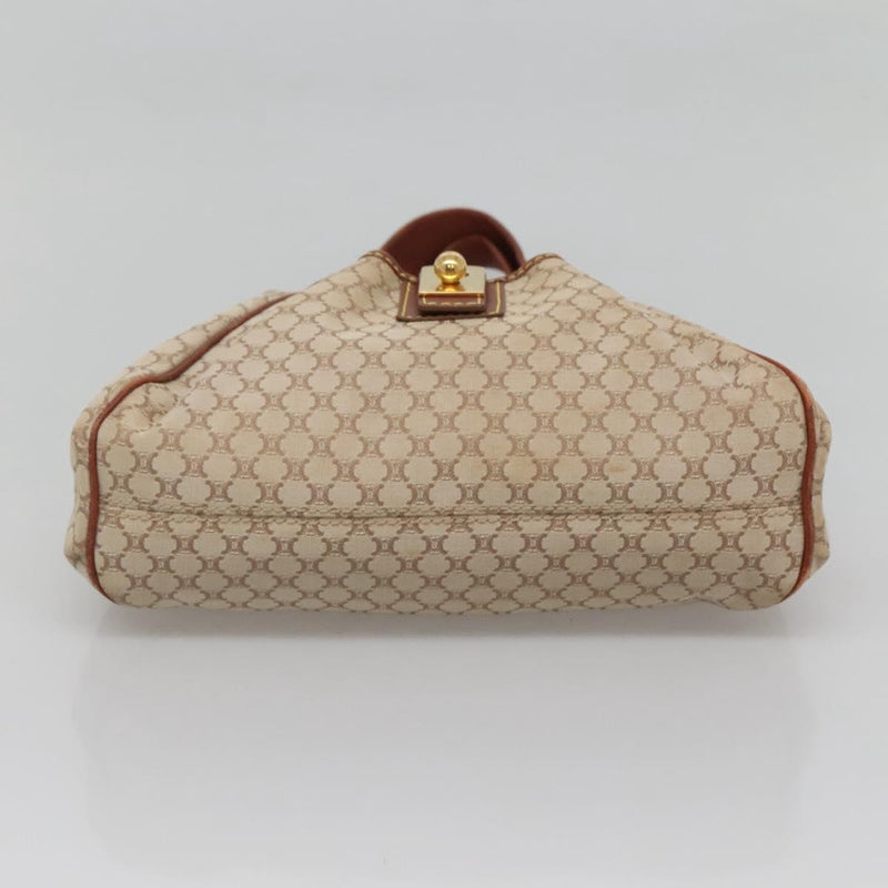 CELINE Macadam Canvas Shoulder Bag Beige Gold Auth 119626