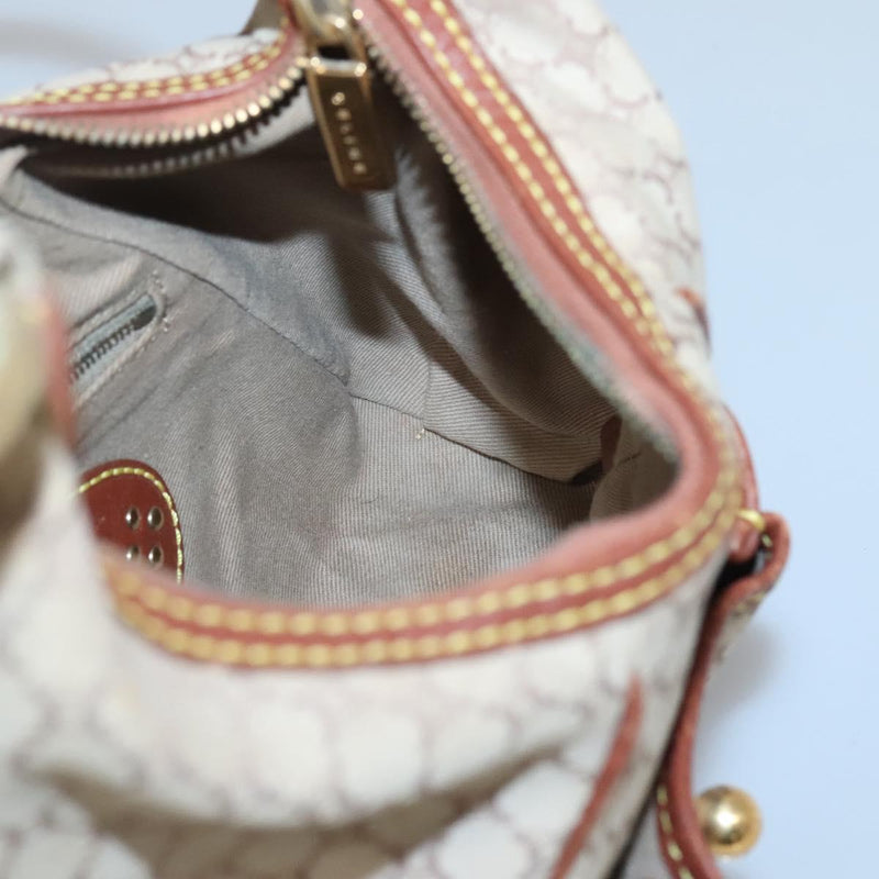 CELINE Macadam Canvas Shoulder Bag Beige Gold Auth 119626