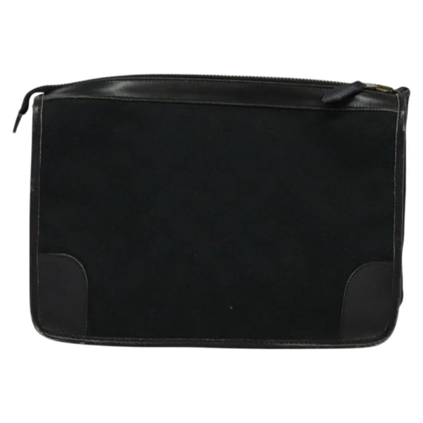 GUCCI GG Canvas Clutch Bag Black Gold Auth 119645