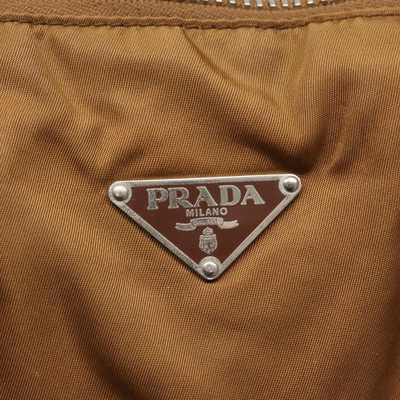 PRADA Hand Bag Nylon Brown Silver Auth 119649