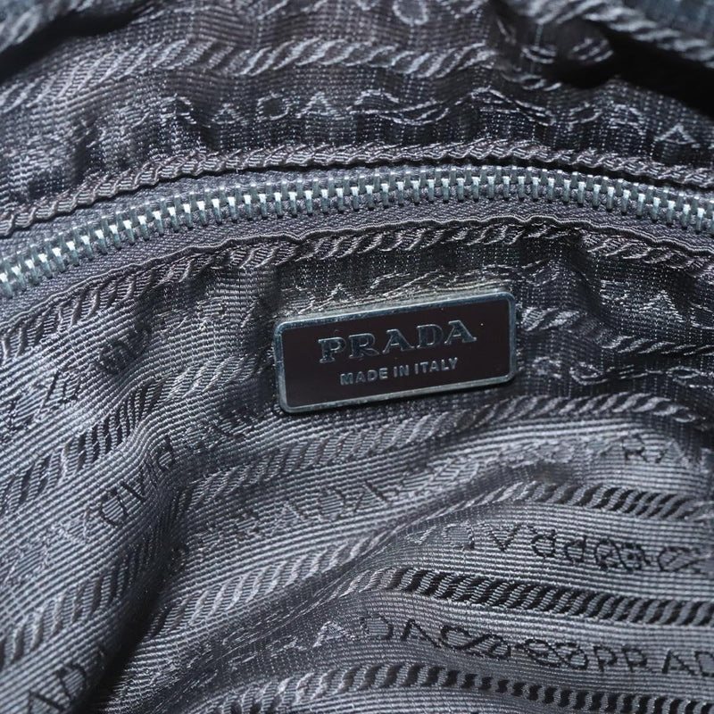 PRADA Hand Bag Nylon Brown Silver Auth 119649
