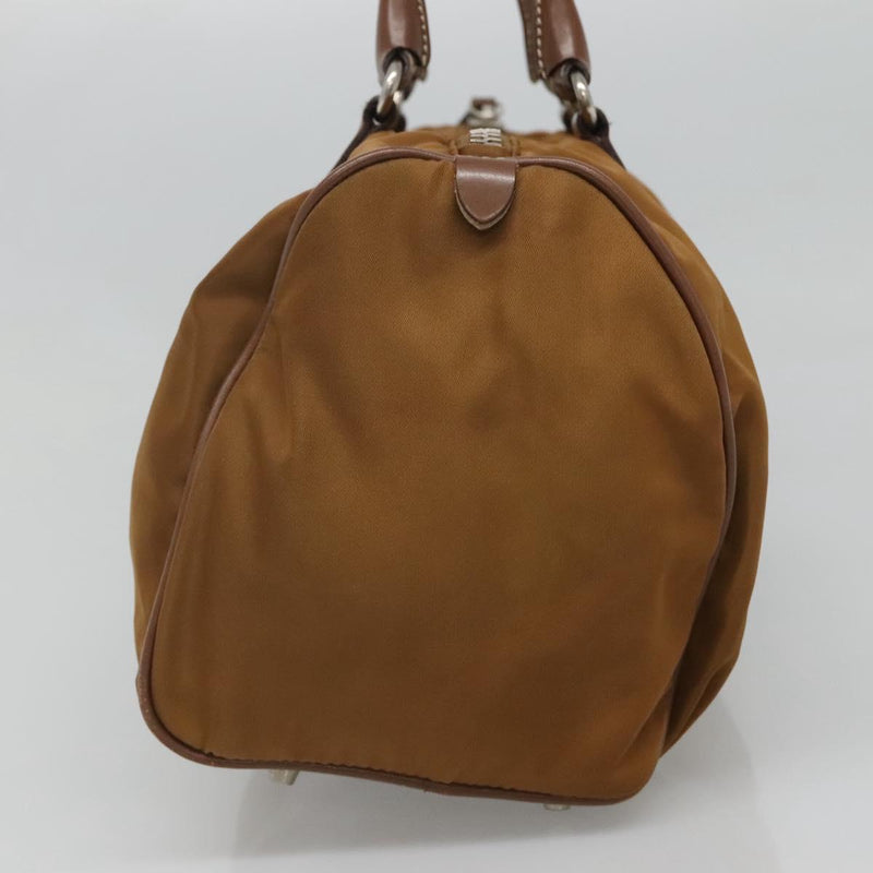 PRADA Hand Bag Nylon Brown Silver Auth 119649