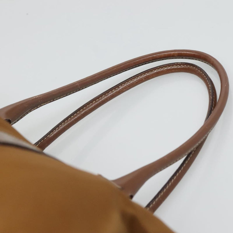 PRADA Hand Bag Nylon Brown Silver Auth 119649