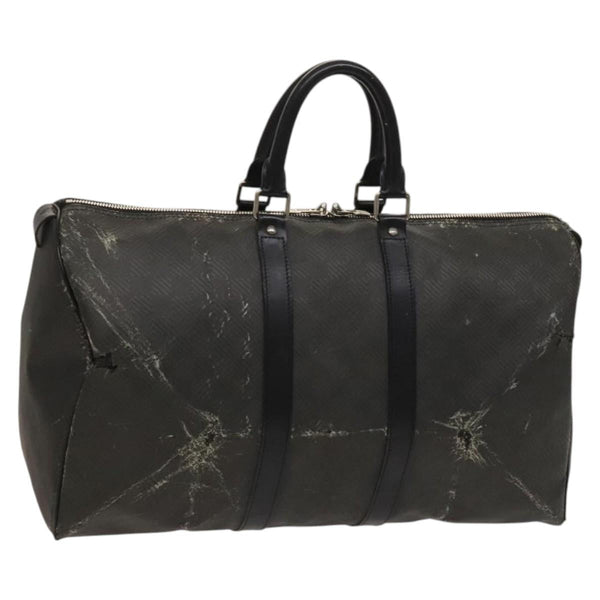 LOUIS VUITTON Damier Carbon Keepall 45 Boston Bag Black N41415 LV Auth 119664
