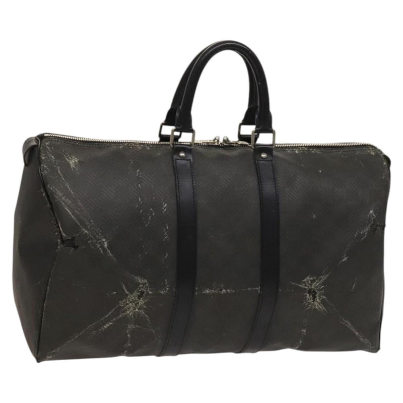 LOUIS VUITTON Damier Carbon Keepall 45 Boston Bag Black N41415 LV Auth 119664
