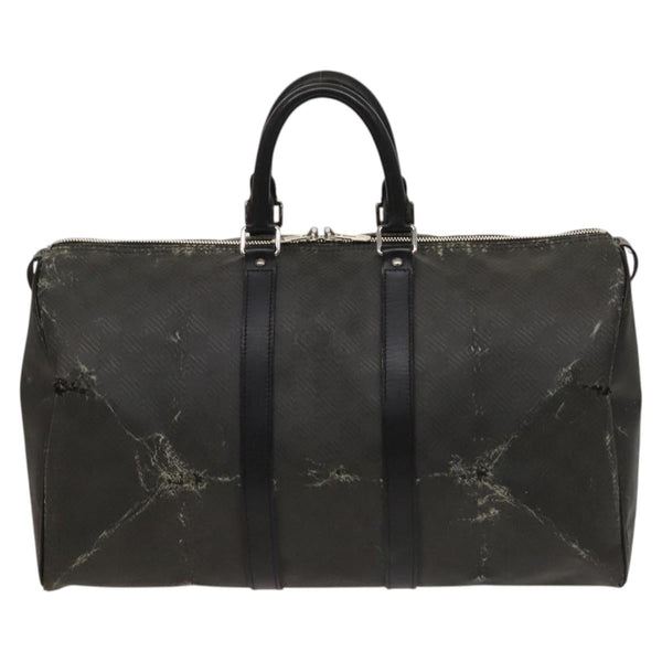 LOUIS VUITTON Damier Carbon Keepall 45 Boston Bag Black N41415 LV Auth 119664