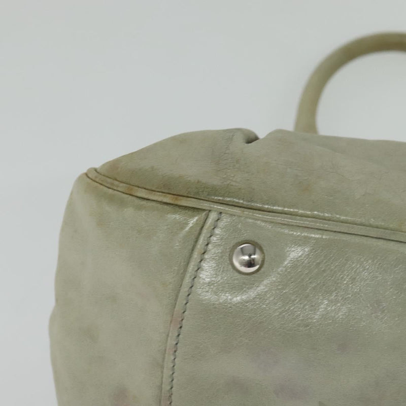 Miu Miu Hand Bag Leather 2way Gray Silver Auth 119688