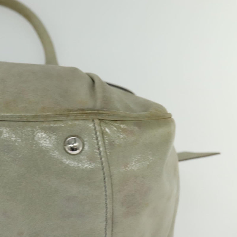 Miu Miu Hand Bag Leather 2way Gray Silver Auth 119688