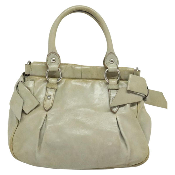 Miu Miu Hand Bag Leather 2way Gray Silver Auth 119688