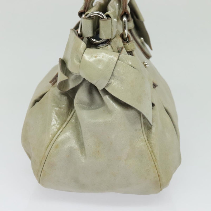 Miu Miu Hand Bag Leather 2way Gray Silver Auth 119688