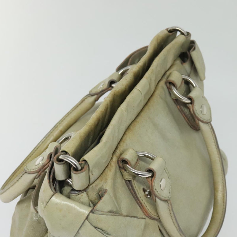 Miu Miu Hand Bag Leather 2way Gray Silver Auth 119688