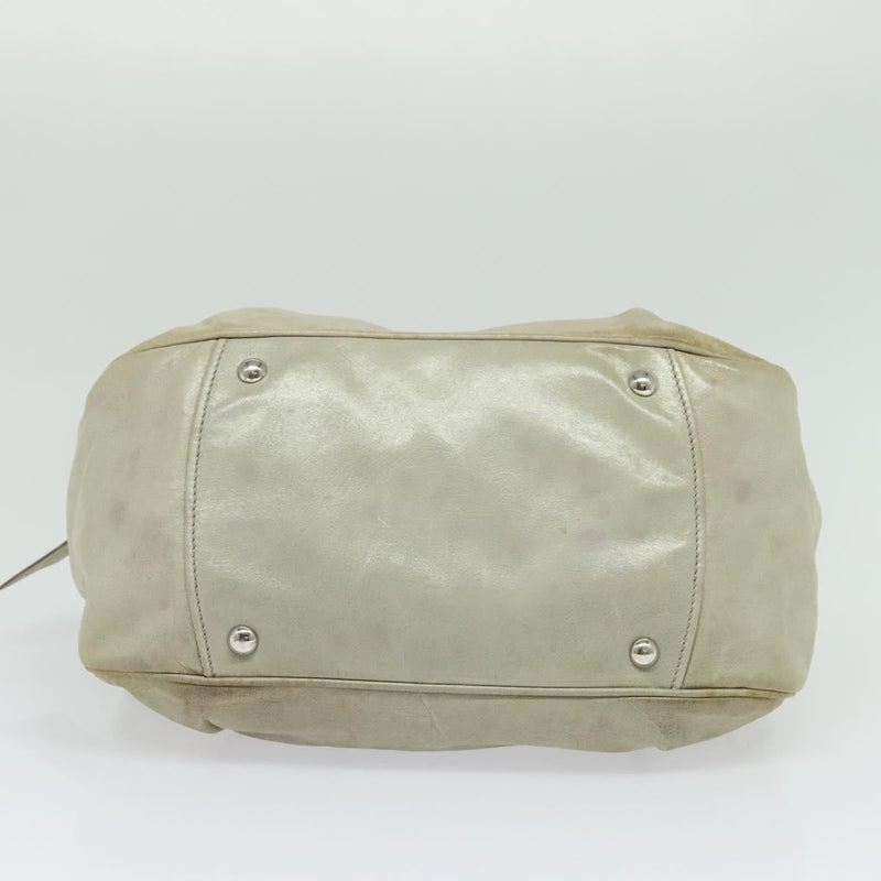 Miu Miu Hand Bag Leather 2way Gray Silver Auth 119688