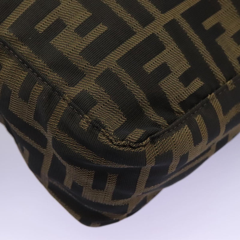 FENDI Zucca Canvas Hand Bag Khaki Auth 119690