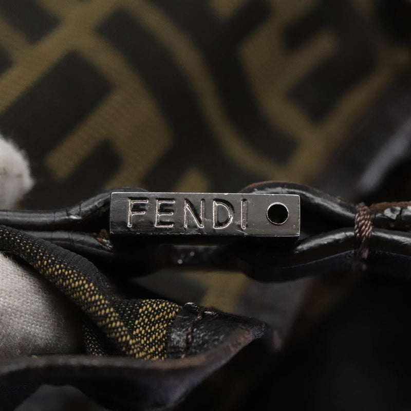 FENDI Zucca Canvas Hand Bag Khaki Auth 119690