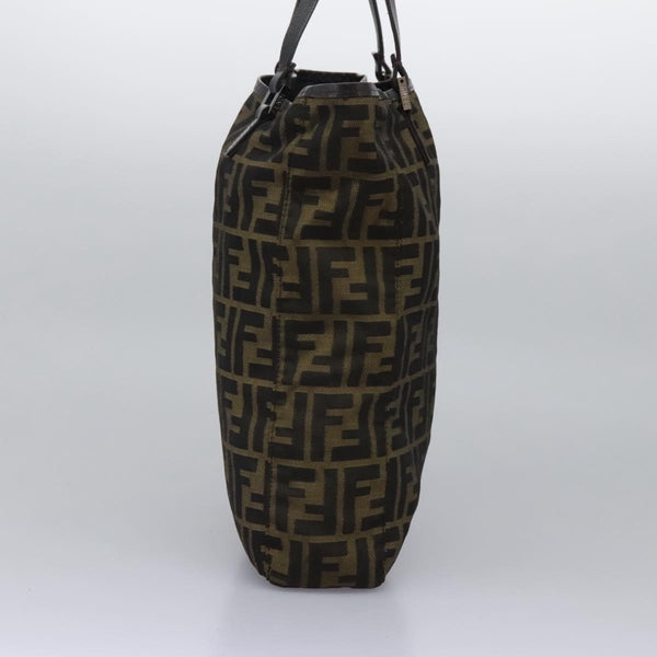 FENDI Zucca Canvas Hand Bag Khaki Auth 119690