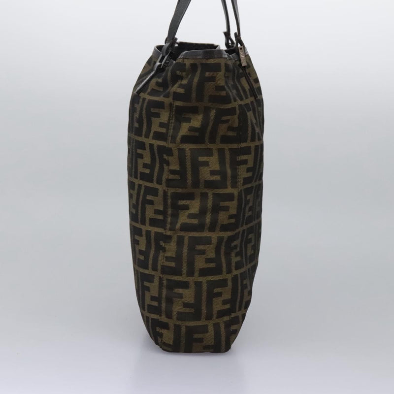 FENDI Zucca Canvas Hand Bag Khaki Auth 119690