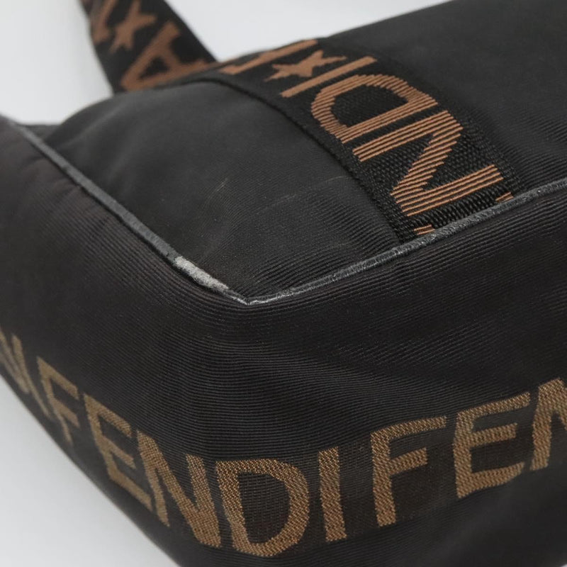 FENDI Zucca Canvas Tote Bag Black Silver Auth 119700