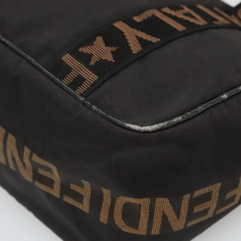 FENDI Zucca Canvas Tote Bag Black Silver Auth 119700
