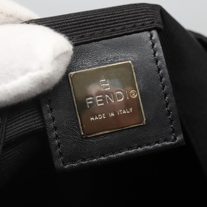 FENDI Zucca Canvas Tote Bag Black Silver Auth 119700
