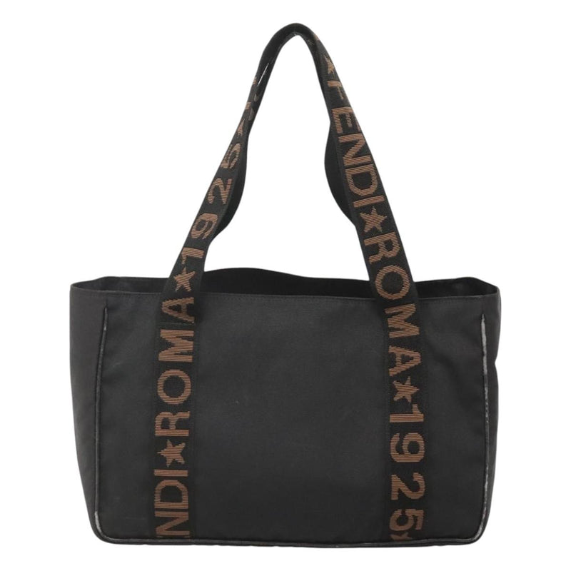FENDI Zucca Canvas Tote Bag Black Silver Auth 119700