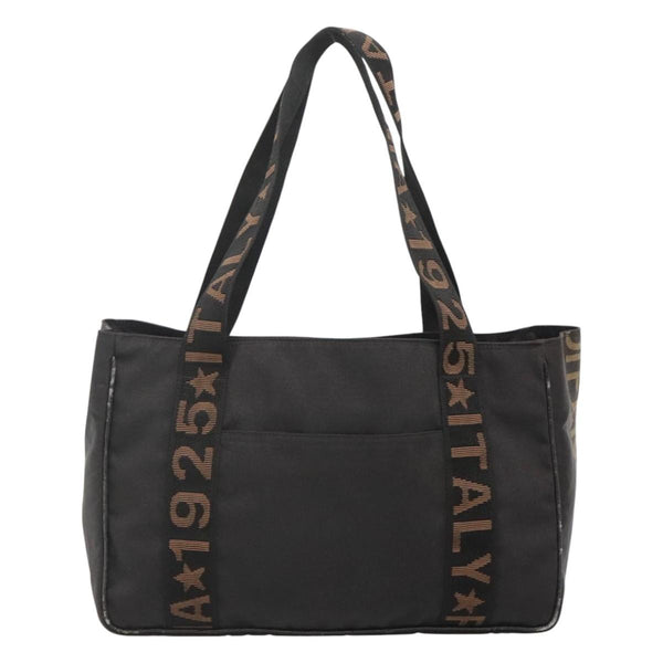 FENDI Zucca Canvas Tote Bag Black Silver Auth 119700