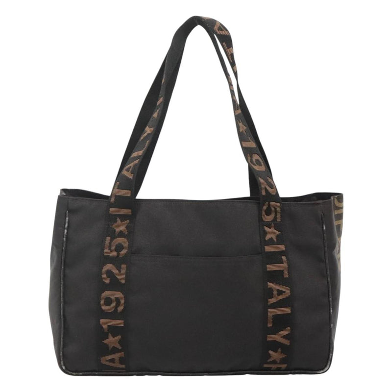 FENDI Zucca Canvas Tote Bag Black Silver Auth 119700