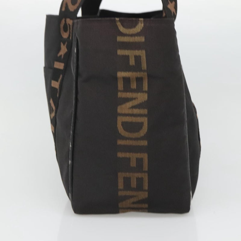 FENDI Zucca Canvas Tote Bag Black Silver Auth 119700