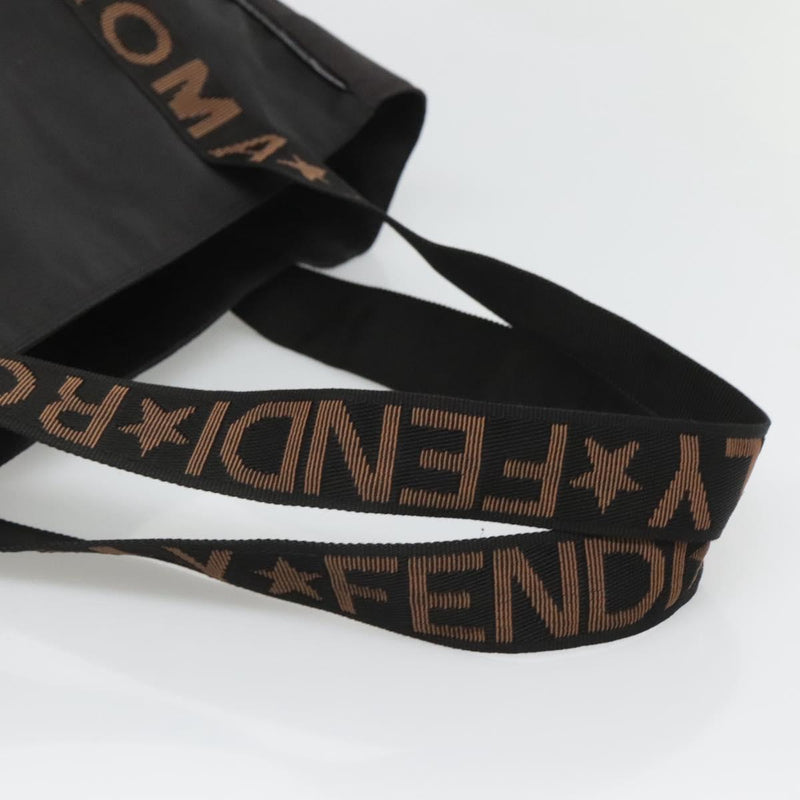 FENDI Zucca Canvas Tote Bag Black Silver Auth 119700