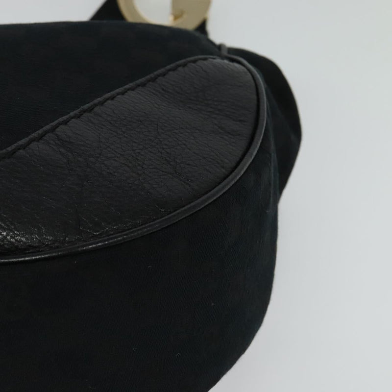 GUCCI GG Canvas Shoulder Bag Black Gold 203503 Auth 119701
