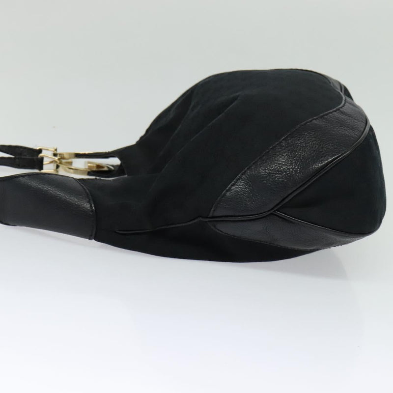GUCCI GG Canvas Shoulder Bag Black Gold 203503 Auth 119701