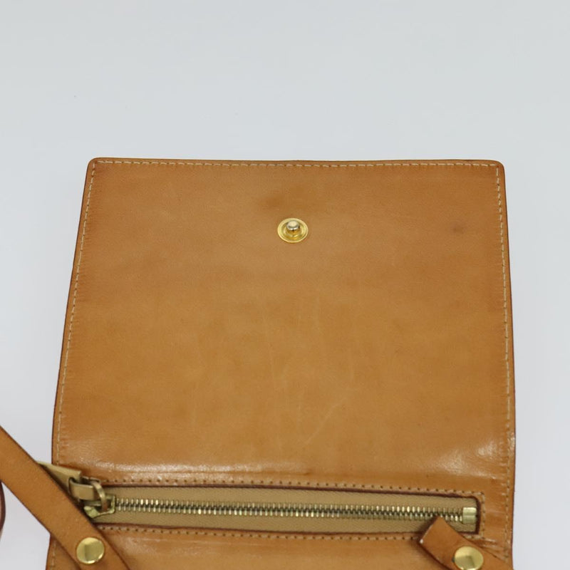 CELINE C Macadam Canvas Shoulder Bag Leather Brown gold Auth 119706