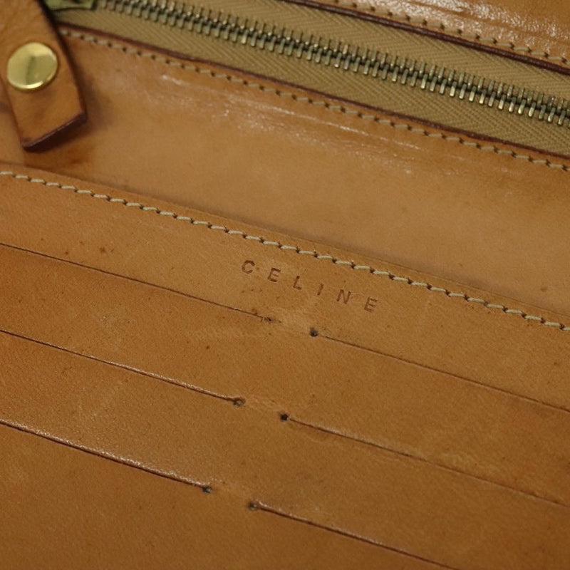 CELINE C Macadam Canvas Shoulder Bag Leather Brown gold Auth 119706