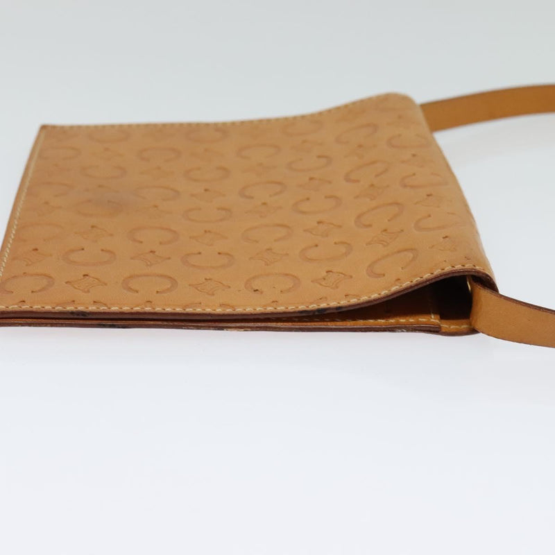 CELINE C Macadam Canvas Shoulder Bag Leather Brown gold Auth 119706