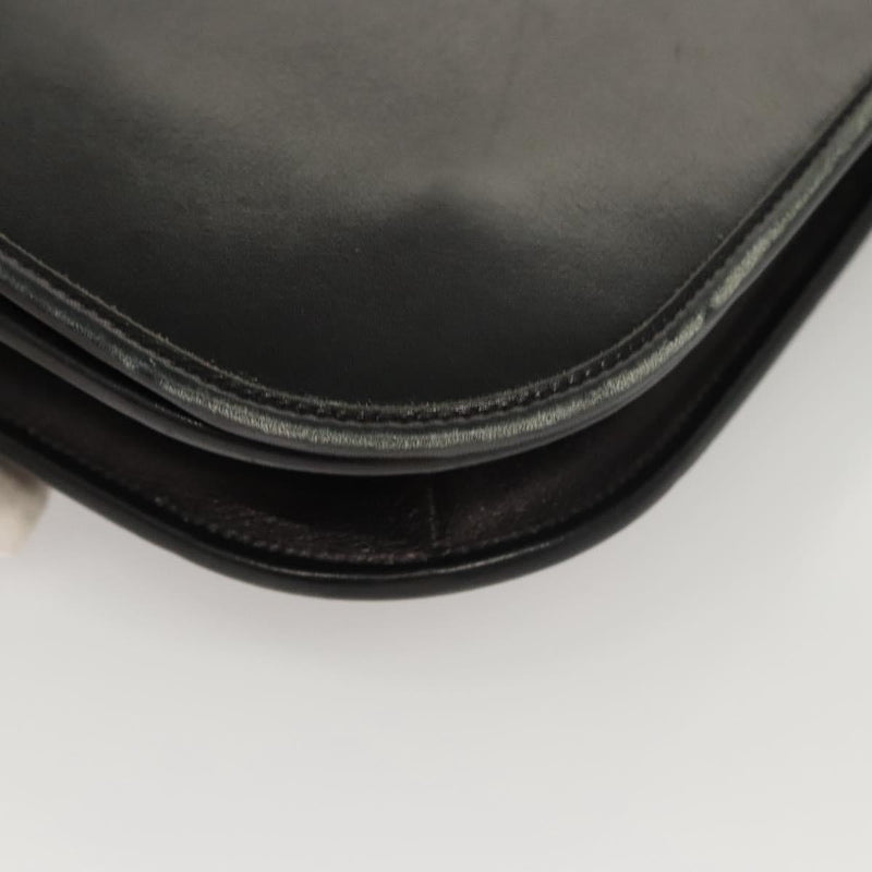 Christian Dior Shoulder Bag Leather Black Gold Auth 119719