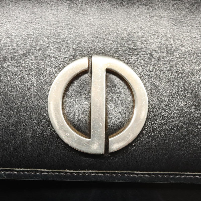 Christian Dior Shoulder Bag Leather Black Gold Auth 119719