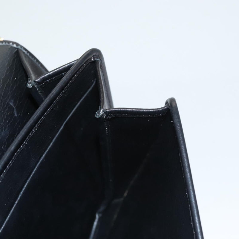 Christian Dior Shoulder Bag Leather Black Gold Auth 119719