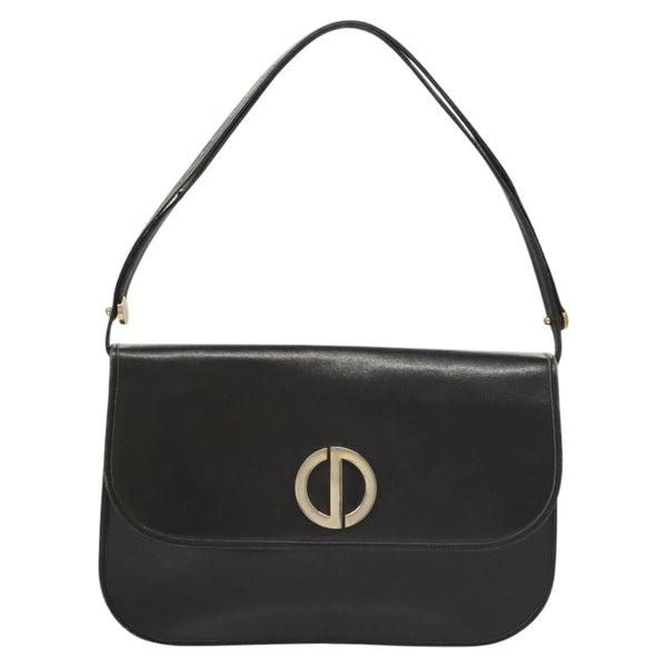 Christian Dior Shoulder Bag Leather Black Gold Auth 119719