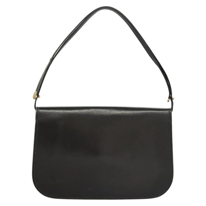 Christian Dior Shoulder Bag Leather Black Gold Auth 119719
