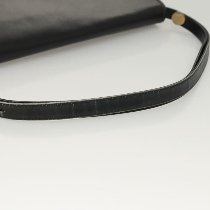 Christian Dior Shoulder Bag Leather Black Gold Auth 119719