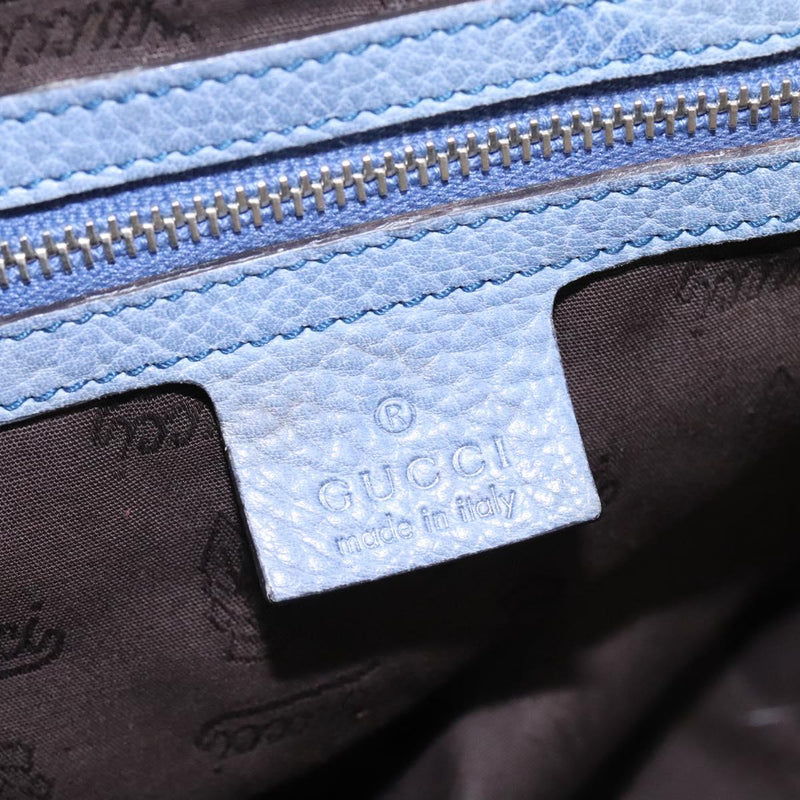 GUCCI Bamboo Tote Bag Leather Blue Silver 232959 Auth 119735