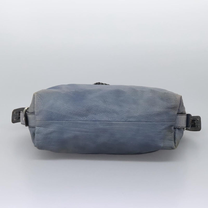 GUCCI Bamboo Tote Bag Leather Blue Silver 232959 Auth 119735
