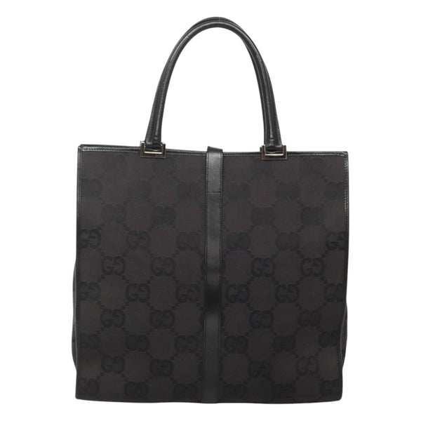GUCCI GG Canvas Jackie Hand Bag Black Silver 002 1064 3444 Auth 119758