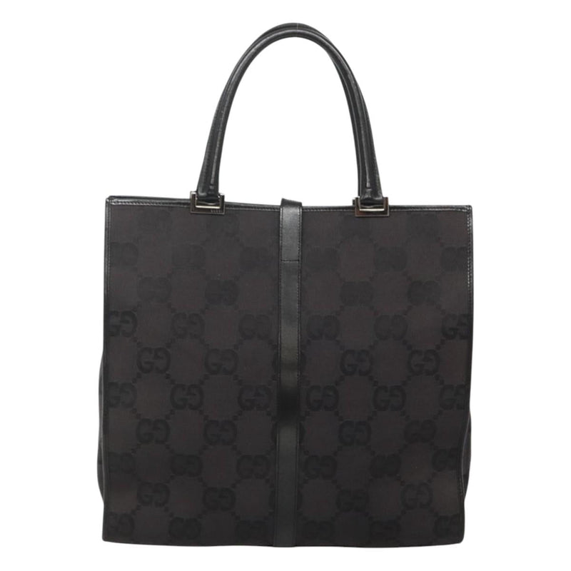 GUCCI GG Canvas Jackie Hand Bag Black Silver 002 1064 3444 Auth 119758