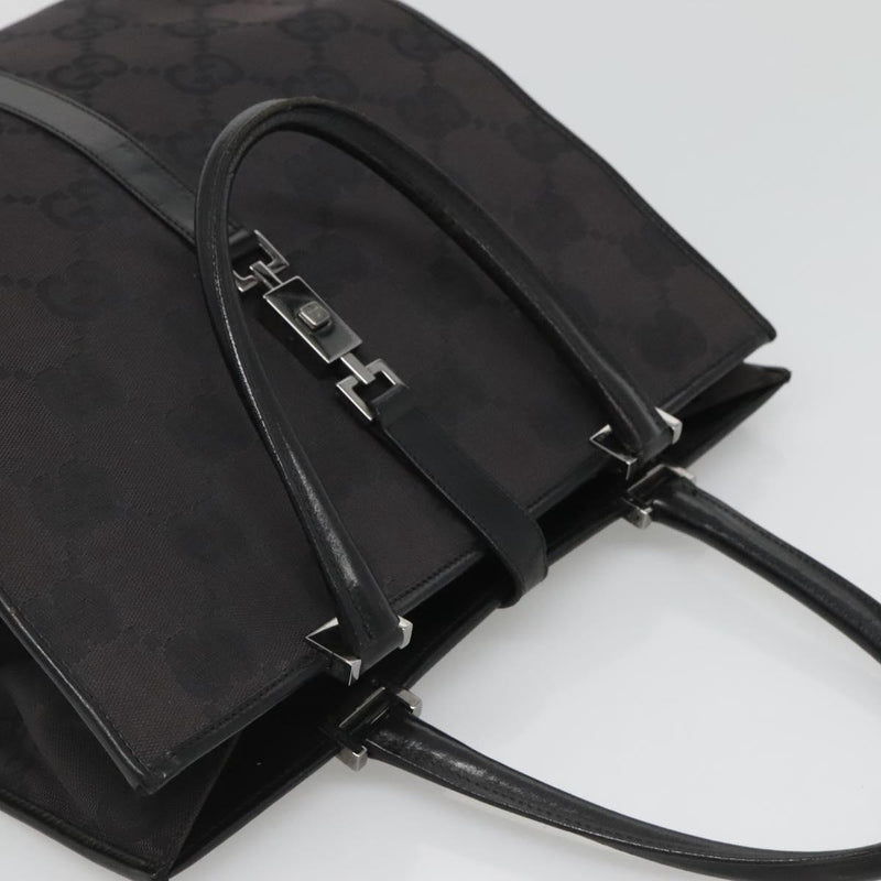 GUCCI GG Canvas Jackie Hand Bag Black Silver 002 1064 3444 Auth 119758